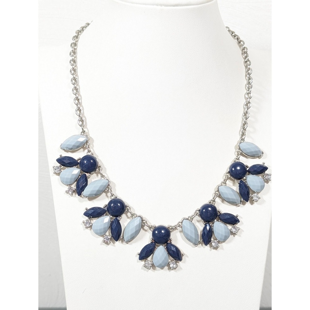 Charming Charlie Blue Cabochon Rhinestone Nautical Beachy Statement Necklace 20"